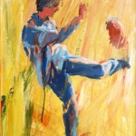 Voetballende zoon, acrylverf, 50 x 60 cm, 1998