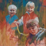 Drie kinderen, acrylverf, 70 x 70 cm, 2000