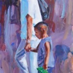 Vader en zoon, acrylverf, 42 x 80 cm, 2006
